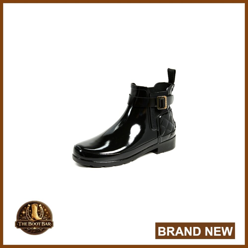 Refined Chelsea Quilted Gloss Rain Boots Natural Rubber Waterproof